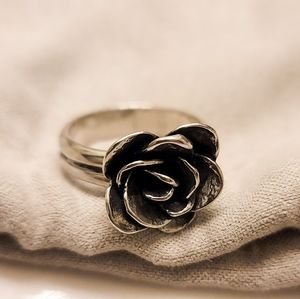Rose Sterling Silver Ring sz 8